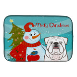 Caroline'S Treasures Snowman With White English Bulldog Dish Drying Mat, 14 X 21