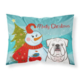 Caroline'S Treasures Bb1840Pillowcase Snowman With White English Bulldog Fabric Standard Pillowcase, Large, Multicolor