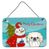 Caroline'S Treasures Snowman With Pekingese Wall Or Door Hanging Prints Bb1841Ds812, 8Hx12W, Multicolor