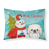Caroline'S Treasures Bb1841Pillowcase Snowman With Pekingese Fabric Standard Pillowcase, Large, Multicolor