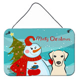 Caroline'S Treasures Snowman With Yellow Labrador Wall Or Door Hanging Prints Bb1842Ds812, 8Hx12W