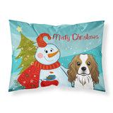 Caroline'S Treasures Bb1844Pillowcase Snowman With Cavalier Spaniel Fabric Standard Pillowcase, Large, Multicolor
