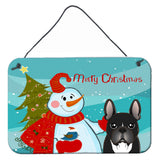 Caroline'S Treasures Snowman With French Bulldog Wall Or Door Hanging Prints Bb1847Ds812, 8Hx12W