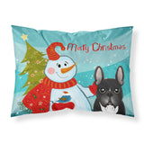 Caroline'S Treasures Bb1847Pillowcase Snowman With French Bulldog Fabric Standard Pillowcase, Large, Multicolor