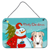 Caroline'S Treasures Snowman With Borzoi Wall Or Door Hanging Prints Bb1848Ds812, 8Hx12W, Multicolor