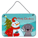 Caroline'S Treasures Snowman With Weimaraner Wall Or Door Hanging Prints Bb1851Ds812, 8Hx12W, Multicolor