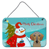 Caroline'S Treasures Snowman With Wirehaired Dachshund Wall Or Door Hanging Prints Bb1853Ds812, 8Hx12W, Multicolor