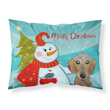 Caroline'S Treasures Bb1853Pillowcase Snowman With Wirehaired Dachshund Fabric Standard Pillowcase, Large, Multicolor