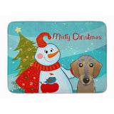 Caroline'S Treasures Snowman With Wirehaired Dachshund Floor Mat, 19 X 27, Multicolor