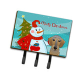 Caroline'S Treasures Bb1853Th68 Snowman With Wirehaired Dachshund Leash Or Key Holder, Large, Multicolor