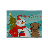 Caroline'S Treasures Bb1854Plmt Snowman With Chocolate Labrador Fabric Placemat, Multicolor