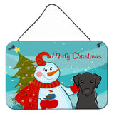 Caroline'S Treasures Snowman With Black Labrador Wall Or Door Hanging Prints Bb1855Ds812, 8Hx12W