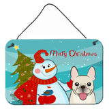 Caroline'S Treasures Snowman With French Bulldog Wall Or Door Hanging Prints Bb1858Ds812, 8Hx12W