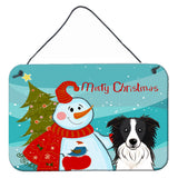 Caroline'S Treasures Snowman With Border Collie Wall Or Door Hanging Prints Bb1861Ds812, 8Hx12W