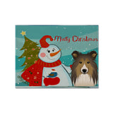 Caroline'S Treasures Bb1862Plmt Snowman With Sheltie Fabric Placemat, Multicolor