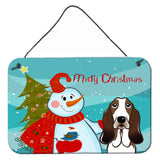 Caroline'S Treasures Snowman With Basset Hound Wall Or Door Hanging Prints Bb1863Ds812, 8Hx12W