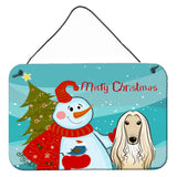 Caroline'S Treasures Snowman With Afghan Hound Wall Or Door Hanging Prints Bb1864Ds812, 8Hx12W, Multicolor