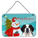 Caroline'S Treasures Snowman With Saint Bernard Wall Or Door Hanging Prints Bb1866Ds812, 8Hx12W, Multicolor
