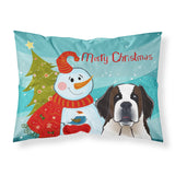 Caroline'S Treasures Bb1866Pillowcase Snowman With Saint Bernard Fabric Standard Pillowcase, Large, Multicolor