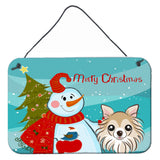 Caroline'S Treasures Snowman With Chihuahua Wall Or Door Hanging Prints Bb1871Ds812, 8Hx12W, Multicolor