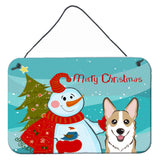 Caroline'S Treasures Snowman With Sable Corgi Wall Or Door Hanging Prints Bb1873Ds812, 8Hx12W