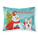 Caroline'S Treasures Bb1873Pillowcase Snowman With Sable Corgi Fabric Standard Pillowcase, Large, Multicolor