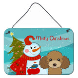 Caroline'S Treasures Snowman With Chocolate Brown Poodle Wall Or Door Hanging Prints Bb1876Ds812, 8Hx12W