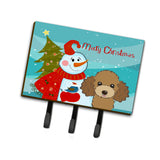 Caroline'S Treasures Bb1876Th68 Snowman With Chocolate Brown Poodle Leash Or Key Holder, Large, Multicolor