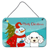 Caroline'S Treasures Snowman With White Poodle Wall Or Door Hanging Prints Bb1877Ds812, 8Hx12W
