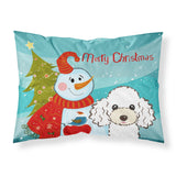 Caroline'S Treasures Bb1877Pillowcase Snowman With White Poodle Fabric Standard Pillowcase, Large, Multicolor