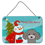 Caroline'S Treasures Snowman With Silver Gray Poodle Wall Or Door Hanging Prints Bb1879Ds812, 8Hx12W