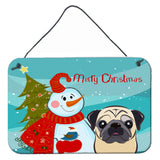 Caroline'S Treasures Snowman With Fawn Pug Wall Or Door Hanging Prints Bb1882Ds812, 8Hx12W