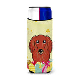 Caroline'S Treasures Bb1896Muk Longhair Red Dachshund Easter Egg Hunt Michelob Ultra Koozies For Slim Cans, Multicolor