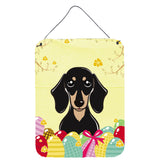 Caroline'S Treasures Smooth Black And Tan Dachshund Easter Egg Hunt Wall Or Door Hanging Prints Bb1897Ds1216, 16Hx12W, Multico