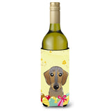 Caroline'S Treasures Bb1915Literk Wirehaired Dachshund Easter Egg Hunt Wine Bottle Hugger Koozie, 750Ml, Multicolor