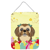 Caroline'S Treasures Chocolate Brown Shih Tzu Easter Egg Hunt Wall Or Door Hanging Prints Bb1931Ds1216, 16Hx12W, Multicolor