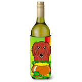 Caroline'S Treasures Bb1958Literk Longhair Red Dachshund St. Patrick'S Day Wine Bottle Hugger Koozie, 750Ml, Multicolo