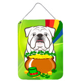 Caroline'S Treasures White English Bulldog St. Patrick'S Day Wall Or Door Hanging Prints Bb1964Ds1216, 16H X 12W, Mult