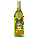 Caroline'S Treasures Bb1986Literk Sheltie St. Patrick'S Day Wine Bottle Hugger Koozie, 750Ml, Multicolor
