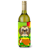 Caroline'S Treasures Bb1993Literk Chocolate Brown Shih Tzu St. Patrick'S Day Wine Bottle Hugger Koozie, 750Ml, Multico