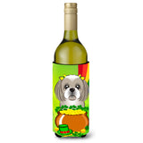 Caroline'S Treasures Bb1994Literk Gray Silver Shih Tzu St. Patrick'S Day Wine Bottle Hugger Koozie, 750Ml, Multicolor,