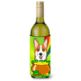 Caroline'S Treasures Bb1998Literk Red Corgi St. Patrick'S Day Wine Bottle Hugger Koozie, 750Ml, Multicolor