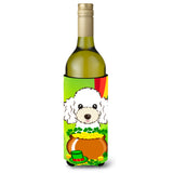 Caroline'S Treasures Bb2001Literk White Poodle St. Patrick'S Day Wine Bottle Hugger Koozie, 750Ml, Multicolor