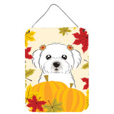 Caroline'S Treasures Maltese Thanksgiving Wall Or Door Hanging Prints Bb2014Ds1216, 16Hx12W, Multicolor