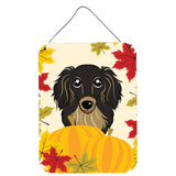 Caroline'S Treasures Longhair Black And Tan Dachshund Thanksgiving Wall Or Door Hanging Prints Bb2019Ds1216, 16Hx12W, Multicol