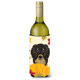 Caroline'S Treasures Bb2019Literk Longhair Black And Tan Dachshund Thanksgiving Wine Bottle Hugger Koozie, 750Ml, Mult