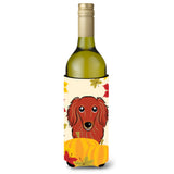 Caroline'S Treasures Bb2020Literk Longhair Red Dachshund Thanksgiving Wine Bottle Hugger Koozie, 750Ml, Multicolor