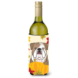 Caroline'S Treasures Bb2025Literk English Bulldog Thanksgiving Wine Bottle Hugger Koozie, 750Ml, Multicolor