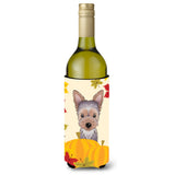 Caroline'S Treasures Bb2038Literk Yorkie Puppy Thanksgiving Wine Bottle Hugger Koozie, 750Ml, Multicolor