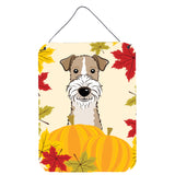 Caroline'S Treasures Wire Haired Fox Terrier Thanksgiving Wall Or Door Hanging Prints Bb2053Ds1216, 16Hx12W, Multicolor